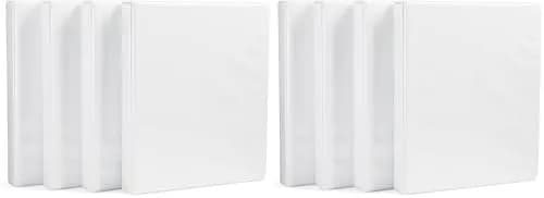 Amazon Basics 3-Ring Binder with Round Rings and Interior Pockets, 1-Inch, White, 8-Pack | Organizes 175 Sheets thumbnail 1