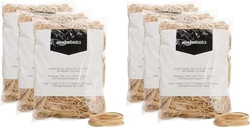 Amazon Basics Rubber Bands, Size 33 (3.5 x 0.125 Inch), 1800 Bands/3 lb Pack | Natural Rubber, Stretchy, Reusable thumbnail 1