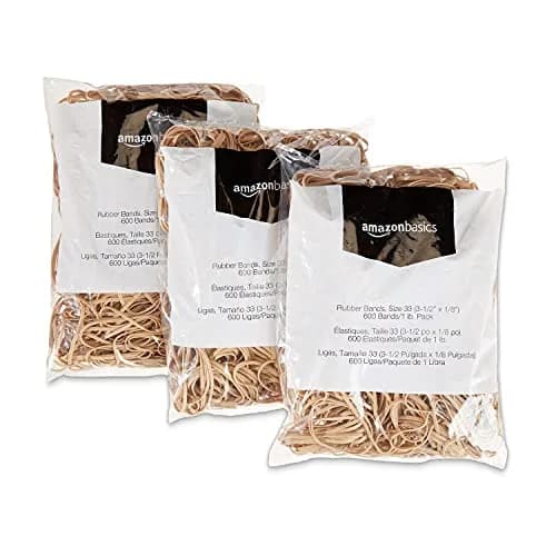 Amazon Basics Rubber Bands, Size 33 (3.5 x 0.125 Inch), 1800 Bands/3 lb Pack | Natural Rubber, Stretchy, Reusable thumbnail 3