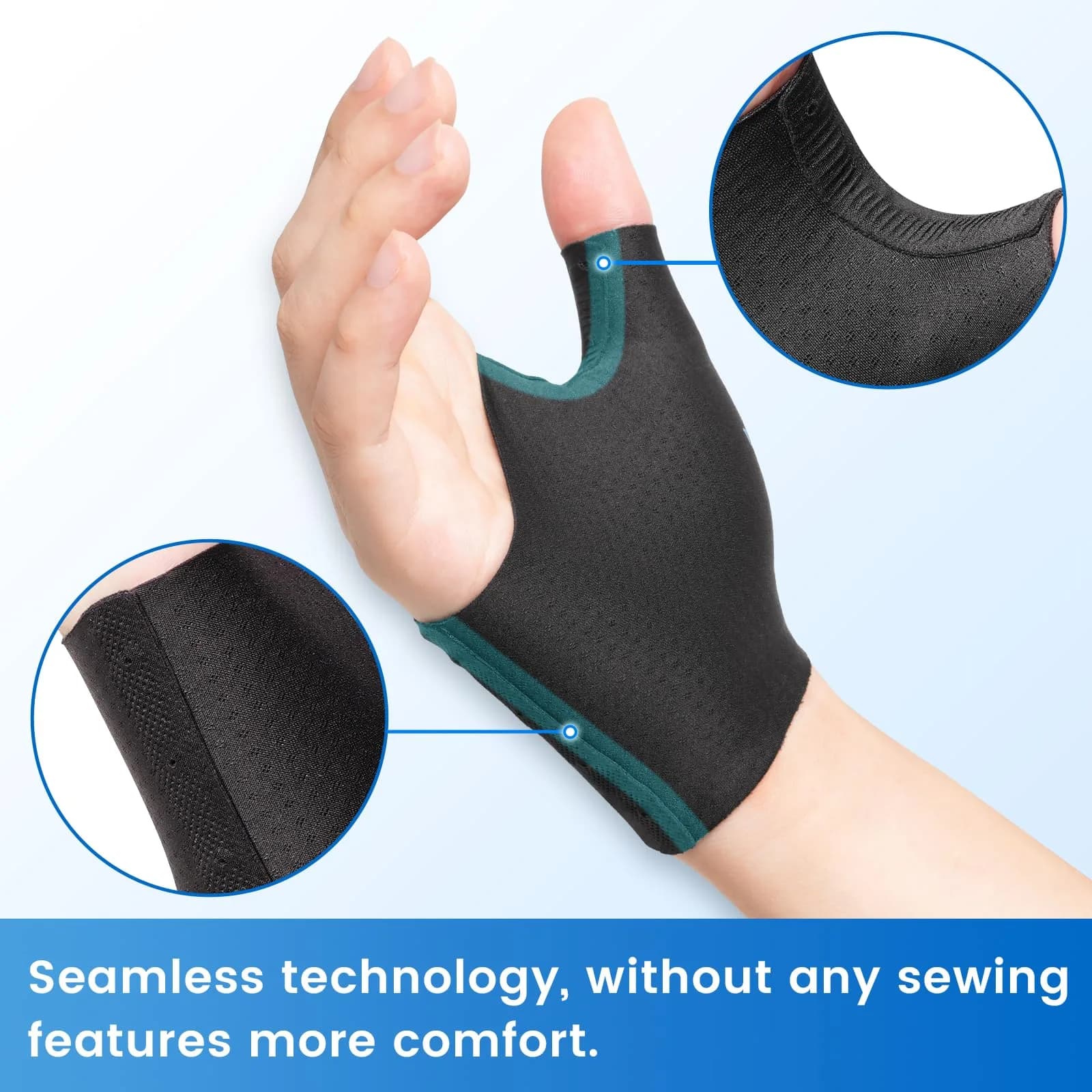 Velpeau Upgraded Short Version Black Small Elastic Thumb Wrist Support Brace (Pack of 2) - view 3