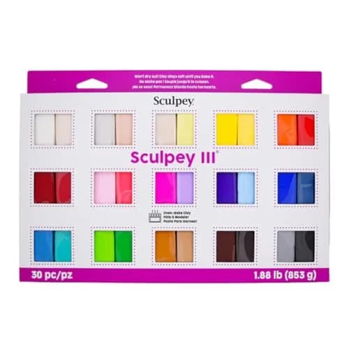 Sculpey III Oven-Bake Polymer Clay 30-Count Sampler Set, 30 Assorted Colors in 1 oz. Bars, Perfect for Jewelry, Home Decor, and General Crafting, Class Pack of 6 Sets, 180 Bars of Clay Total thumbnail 3