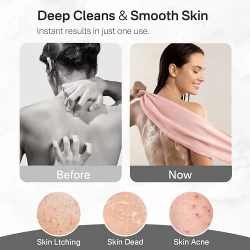 Yiclick Exfoliating Washcloth Towel 2-Pack (40-inch Length) | Korean Japanese Style Back Scrubber for Shower thumbnail 4