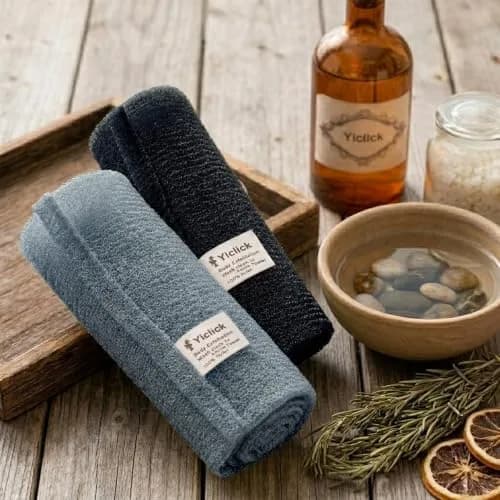 Yiclick 2PCS Exfoliating Washcloth Towel | Loofah Sponge Body Scrubber for Shower & Bath (1 Count, Pack of 2) thumbnail 7