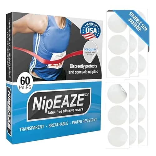 NipEaze Original Sports Nipple Covers - Patented & Proven Chafing Prevention - Regular Size (60 Pairs) | 0.75 Inch Diameter thumbnail 1