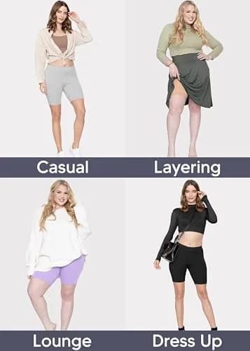 STRETCH IS COMFORT Women's Cotton Biker Shorts 2 Pack Black|Beige Medium | Soft Cotton Stretch Fit for Daily Comfort thumbnail 5