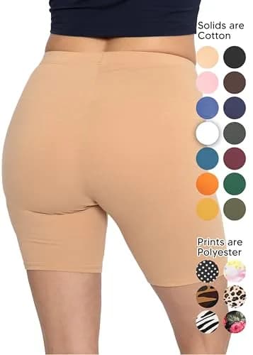 STRETCH IS COMFORT Women's Cotton Biker Shorts 2 Pack Black|Beige Medium | Soft Cotton Stretch Fit for Daily Comfort thumbnail 3