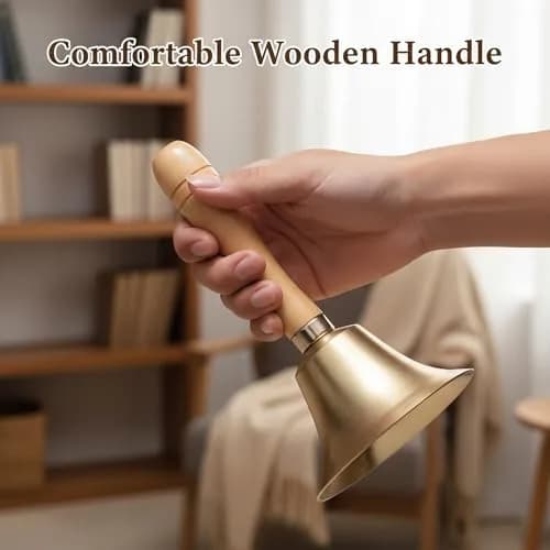 TDOCK Super Loud Solid Brass Hand Call Bell 2 Pack - 4.3 Inch Diameter | Wedding, Prayer, Dinner, Service, Attention, Medical, Teaching, Game, Celebration, Yoga, Butler, School, Meditation, Buddha, Puja Bell thumbnail 4