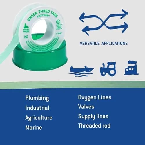 Gasoila Green PTFE Thread Seal Tape 1/2 Inch x 260 Inch | Leak-Proof, High-Density, Non-Toxic (70-120 chars) thumbnail 5