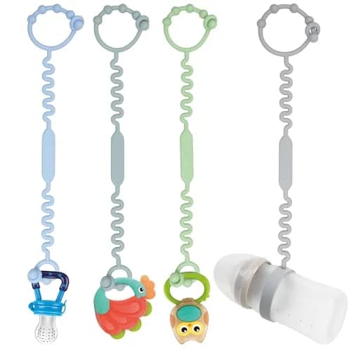 LJOWJVA Baby Pacifier & Toy Straps 4pcs | BPA-Free Silicone, Adjustable & Easy to Clean thumbnail 1