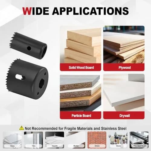 KATA Door Lock Installation Kit with Hole Saw & Guide Template for Wood Doors | Fits 1-3/8” to 1-3/4” Doors thumbnail 4