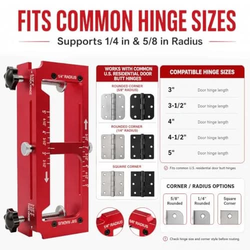 KATA Adjustable Door Hinge Jig for Router 2.5"-5" Hinges | Precision Mortise Tool Kit thumbnail 3