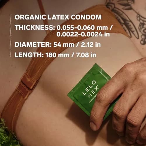 LELO HEX Organic Ultra Thin Condoms 54mm (2.12 in) | Organic Latex, 3 Pack thumbnail 5