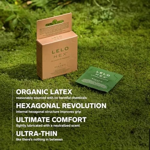 LELO HEX Organic Ultra Thin Condoms 54mm (2.12 in) | Organic Latex, 3 Pack thumbnail 4
