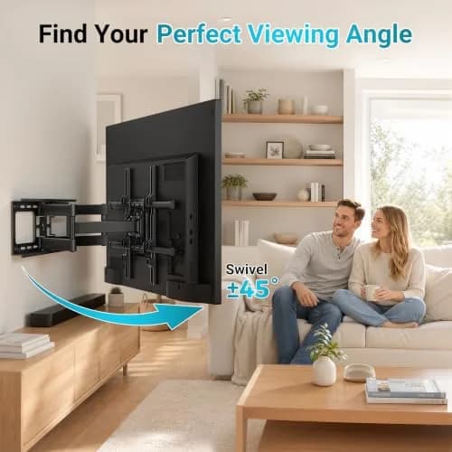 BONTEC Full Motion TV Wall Mount for 37-90 Inch TVs, Heavy Duty Swivel Tilt | Supports 132lbs, VESA 200x100 to 600x400mm thumbnail 6