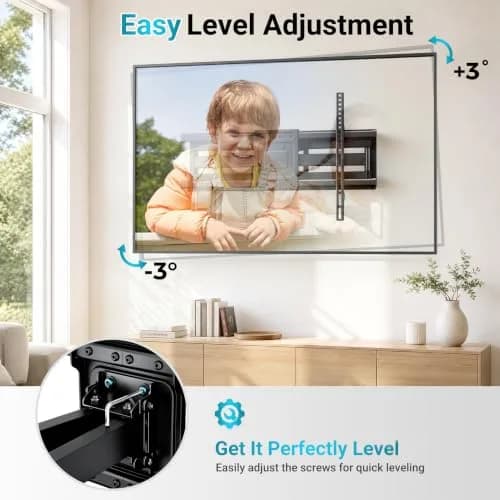 BONTEC Full Motion TV Wall Mount for 37-90 Inch TVs, Heavy Duty Swivel Tilt | Supports 132lbs, VESA 200x100 to 600x400mm thumbnail 3