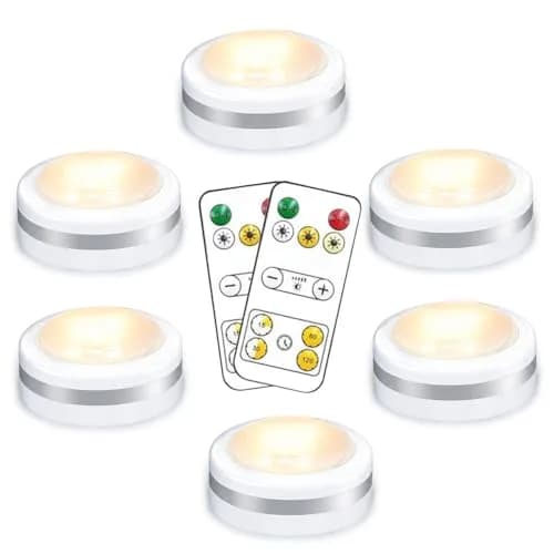 Starxing Battery Operated Puck Lights with Remote, 6-Pack White-3CCT | Wireless LED Under Cabinet Lighting thumbnail 1