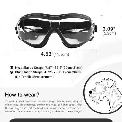 NAMSAN Clear Dog Goggles Small to Medium Breed, Windproof Sunglasses for Dogs Medium Breeds, Puppy Glasses with Elastic Straps, Adjustable, Transparent (1 Unit) thumbnail 5