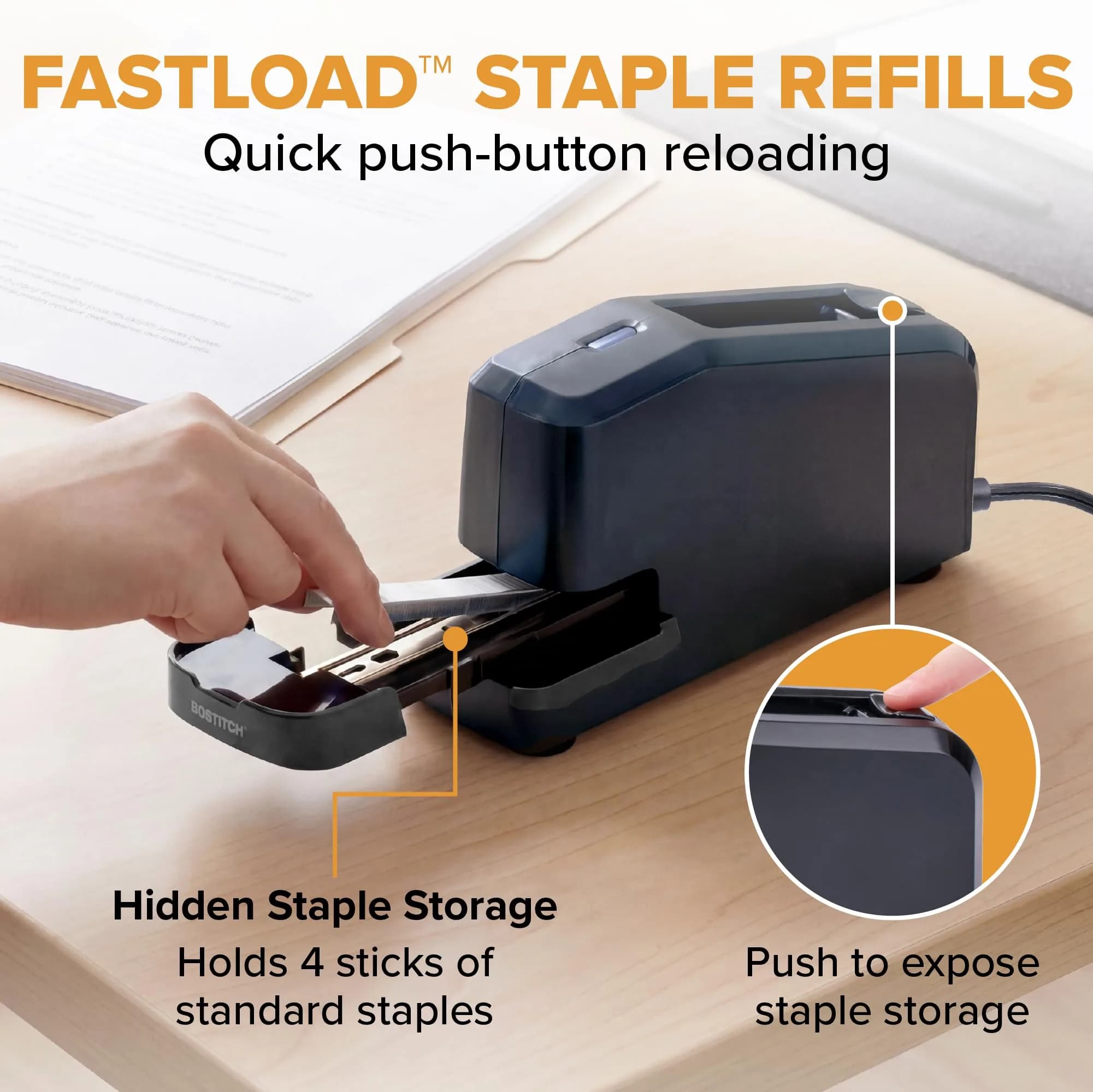 Bostitch Impulse 30 Electric Stapler, 30 Sheet Capacity, Charcoal | No-Jam Technology - view 4