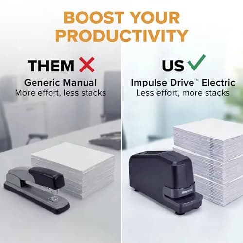 Bostitch Impulse 30 Electric Stapler, 30 Sheet Capacity, Charcoal | No-Jam Technology thumbnail 7