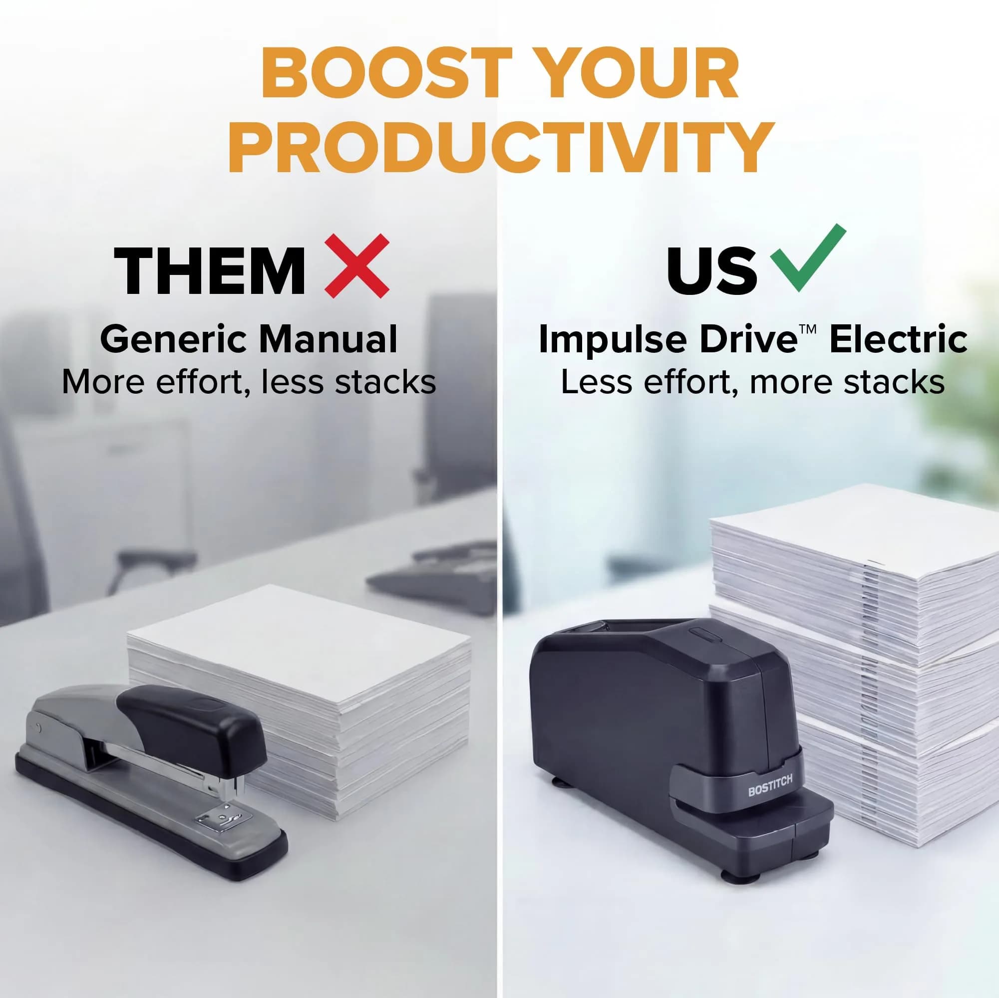 Bostitch Impulse 30 Electric Stapler, 30 Sheet Capacity, Charcoal | No-Jam Technology - view 7