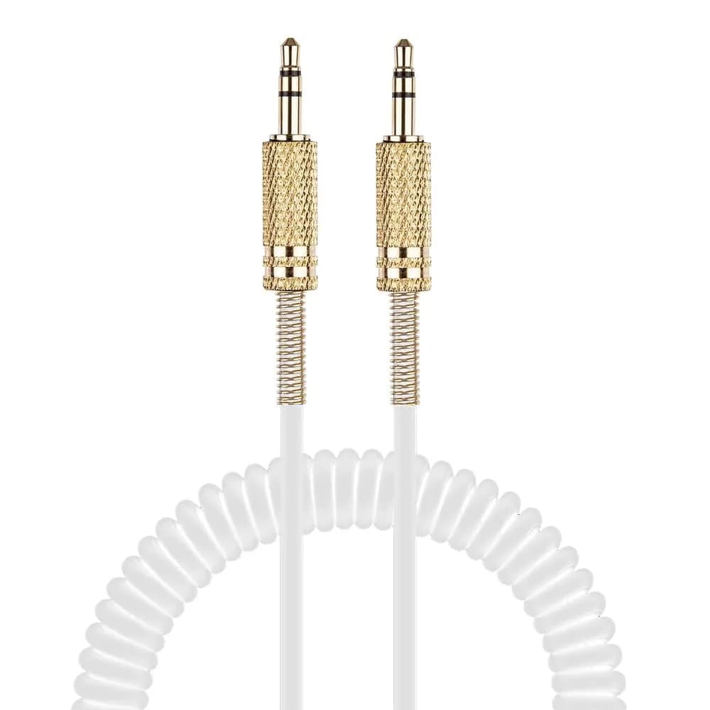 BUTIAO for Marshall Speaker Cable 3.5mm Coiled Audio Cable White | Replacement Aux Extension Cord — White