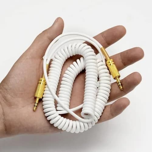 BUTIAO for Marshall Speaker Cable 3.5mm Coiled Audio Cable White | Replacement Aux Extension Cord thumbnail 3
