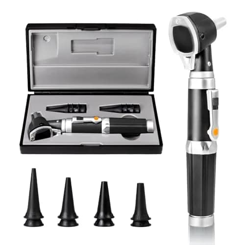 Scian Otoscope - Ear Scope with Light, Fiber Optic Otoscopes with Hard Plastic Case, Pocket Ear Infection Detector for Nurses,Kids,Elders,Home Use (Black) | Clear Ear Observation thumbnail 1