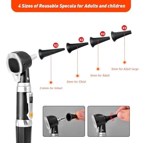 Scian Otoscope - Ear Scope with Light, Fiber Optic Otoscopes with Hard Plastic Case, Pocket Ear Infection Detector for Nurses,Kids,Elders,Home Use (Black) | Clear Ear Observation thumbnail 6