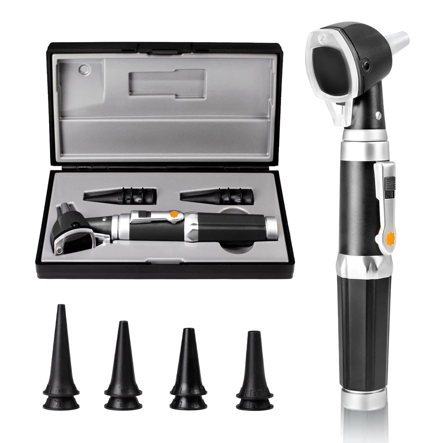 Scian Otoscope - Ear Scope with Light, Fiber Optic Otoscopes with Hard Plastic Case, Pocket Ear Infection Detector for Nurses,Kids,Elders,Home Use (Black) | Clear Ear Observation