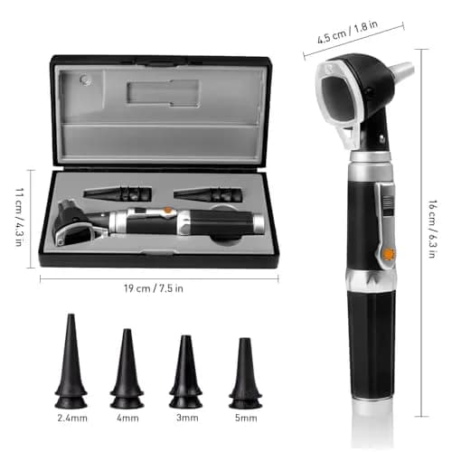 Scian Otoscope - Ear Scope with Light, Fiber Optic Otoscopes with Hard Plastic Case, Pocket Ear Infection Detector for Nurses,Kids,Elders,Home Use (Black) | Clear Ear Observation thumbnail 8
