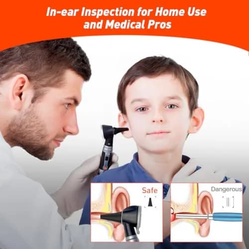Scian Otoscope - Ear Scope with Light, Fiber Optic Otoscopes with Hard Plastic Case, Pocket Ear Infection Detector for Nurses,Kids,Elders,Home Use (Black) | Clear Ear Observation thumbnail 3