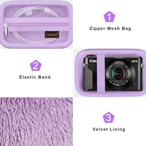 Canboc Purple Case for Canon PowerShot G7X Mark III/ Mark II Digital Camera | Fits Cameras Under 5.1x2.9x2.26 Inch thumbnail 6