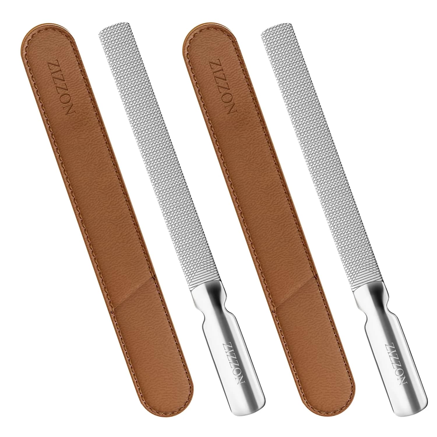 ZIZZON Stainless Steel Nail Files Double Sided 5.7 Inch | Heavy Duty Reusable Manicure Tools — Silvery
