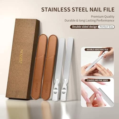 ZIZZON Stainless Steel Nail Files Double Sided 5.7 Inch | Heavy Duty Reusable Manicure Tools thumbnail 7