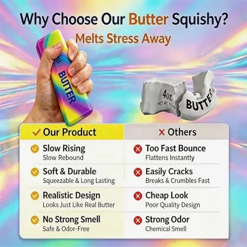 Generic Butter Stick Squeeze Stress Ball Toy 14.5cm (5.71in) | Slow Rebound PU Foam for Kids 3-7 Years thumbnail 4