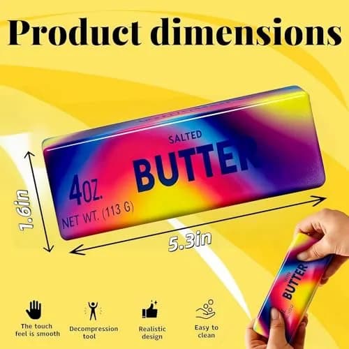 Generic Butter Stick Squeeze Stress Ball Toy 14.5cm (5.71in) | Slow Rebound PU Foam for Kids 3-7 Years thumbnail 5