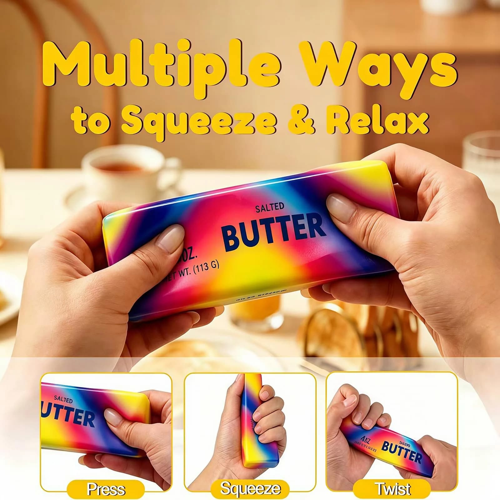 Generic Butter Stick Squeeze Stress Ball Toy 14.5cm (5.71in) | Slow Rebound PU Foam for Kids 3-7 Years - view 2