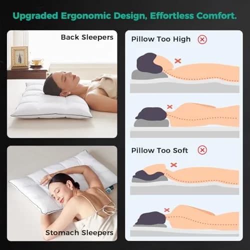 Three Geese Ultra Thin Flat Goose Down Feather Pillows Set of 2 | 2.5 inch Height, 18x26 Inch thumbnail 6