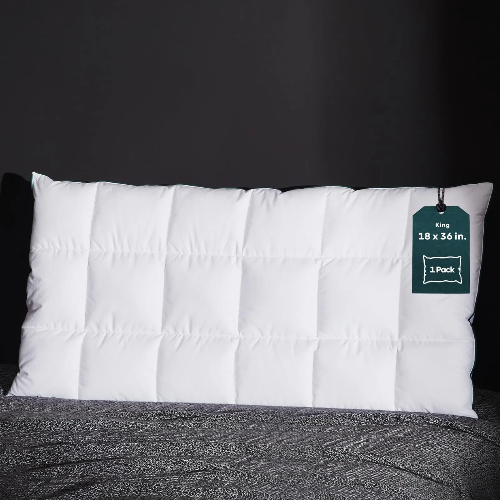 Three Geese Ultra Thin Flat Goose Down Feather Pillow King Size 91cm (36 Inches) | OEKO-TEX Certified Cotton Cover — White-2.5inches