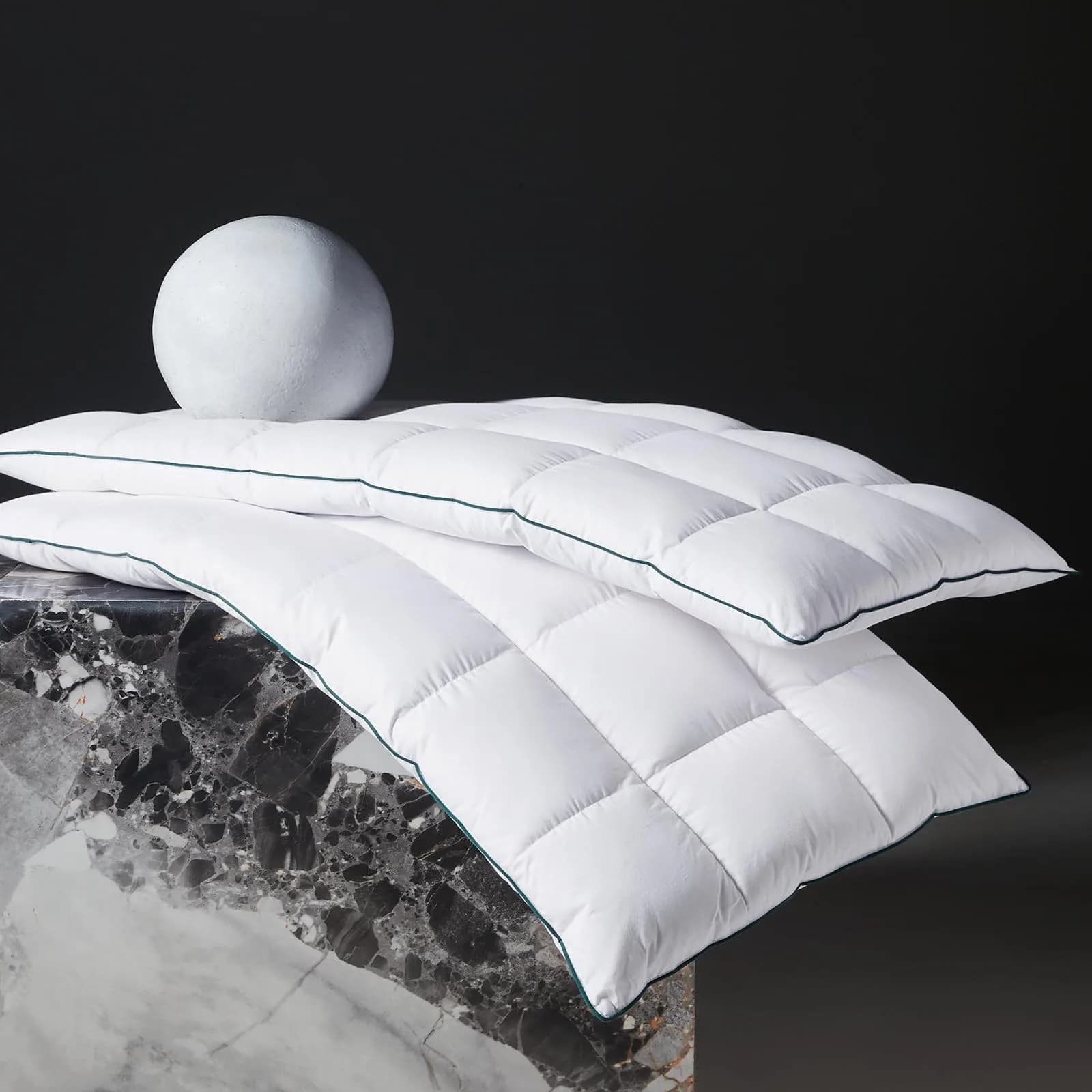 Three Geese Ultra Thin Flat Goose Down Feather Pillow Set of 2 | 2.5" Height, 100% Cotton Cover, Ergonomic Support for Sleep & Travel - main product image