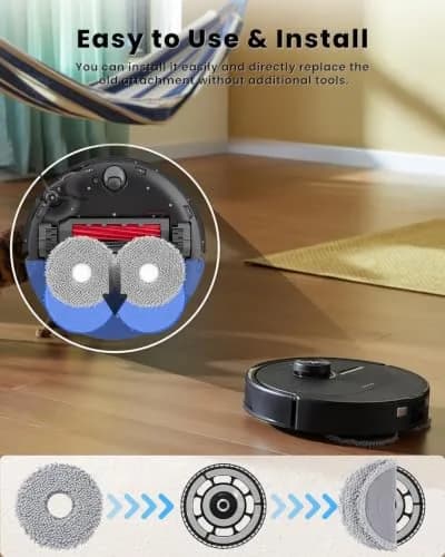 Rrochio 6Pack QV35A Mop Pads & High Efficiency Filters for Roborock, 4 Mop Pads & 2 Washable Filters, Microfiber & Plastic, 0.1kg thumbnail 4