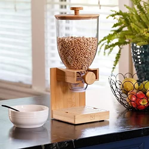 ZevrO Bamboo Cereal Dispenser with Airtight Lid, 1560 ml (52.5 Fl Oz) Pack of 3 | Countertop Dry Food Dispenser for Kitchen Organization thumbnail 3