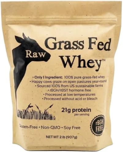 Raw Organic Whey Grass Fed Protein Powder Unflavored 0.93 kg (2 lb) | 100% Pure Single Ingredient — 2 Pound