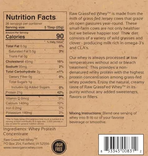 Raw Organic Whey Grass Fed Protein Powder Unflavored 0.93 kg (2 lb) | 100% Pure Single Ingredient thumbnail 4