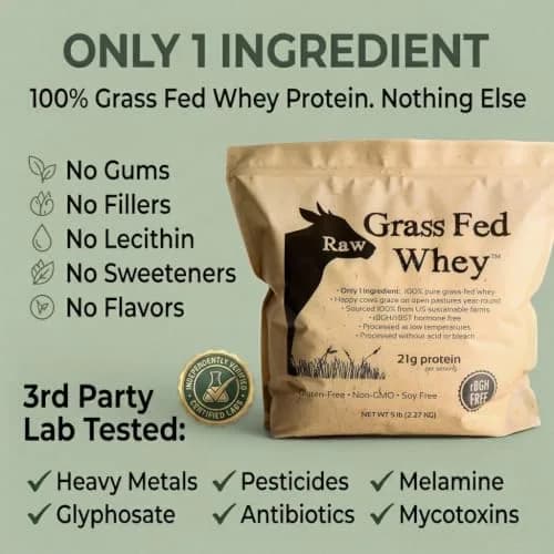 Raw Organic Whey Grass Fed Protein Powder Unflavored 0.93 kg (2 lb) | 100% Pure Single Ingredient thumbnail 2