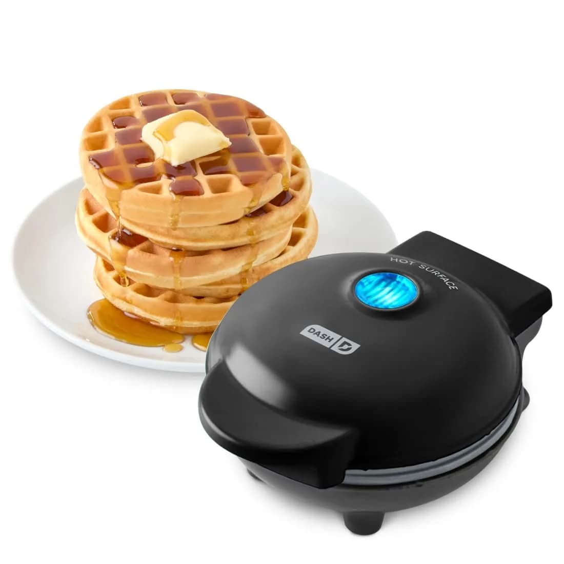 DASH Mini Waffle Maker Black 4-inch (10.16 cm) | Compact Single Serve Breakfast Maker