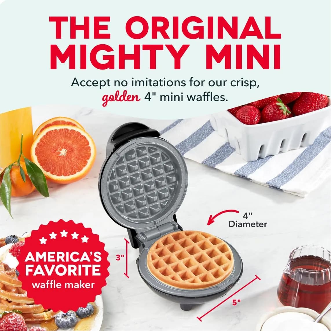 DASH Mini Waffle Maker Black 4-inch (10.16 cm) | Compact Single Serve Breakfast Maker - view 2