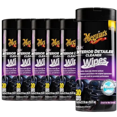 Meguiar's Quik Interior Detailer Wipes G13600, 180 Total Wipes | Dashboard & Trim Cleaner for Leather, Vinyl, Rubber, Metal, LCD, Navigation Screens thumbnail 1