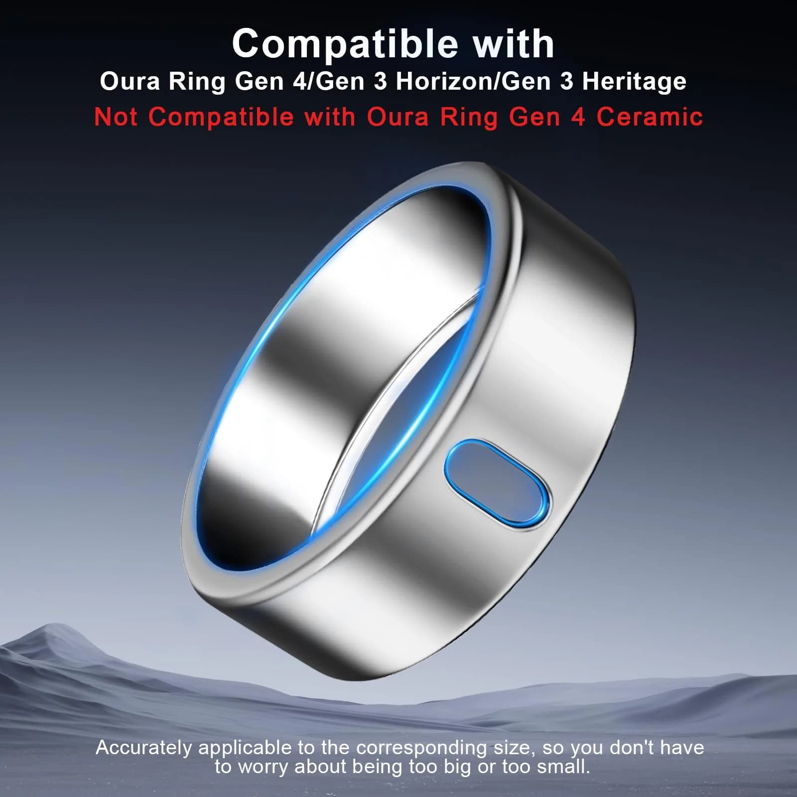 ZOOROO Oura Ring Cover Compatible with Gen 4/3 Horizon/Heritage (Size 9, 3-Pack) | Support Charging with Cover On - view 2