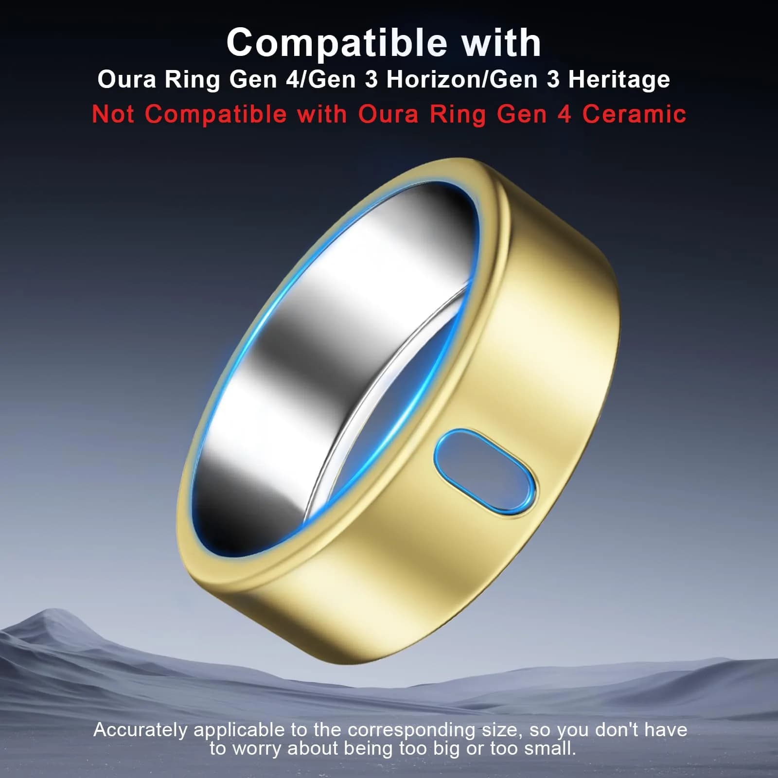 ZOOROO Oura Ring Cover 3-Pack for Size 6 | Gold+Rosegold+Champagne | Supports Charging - view 2